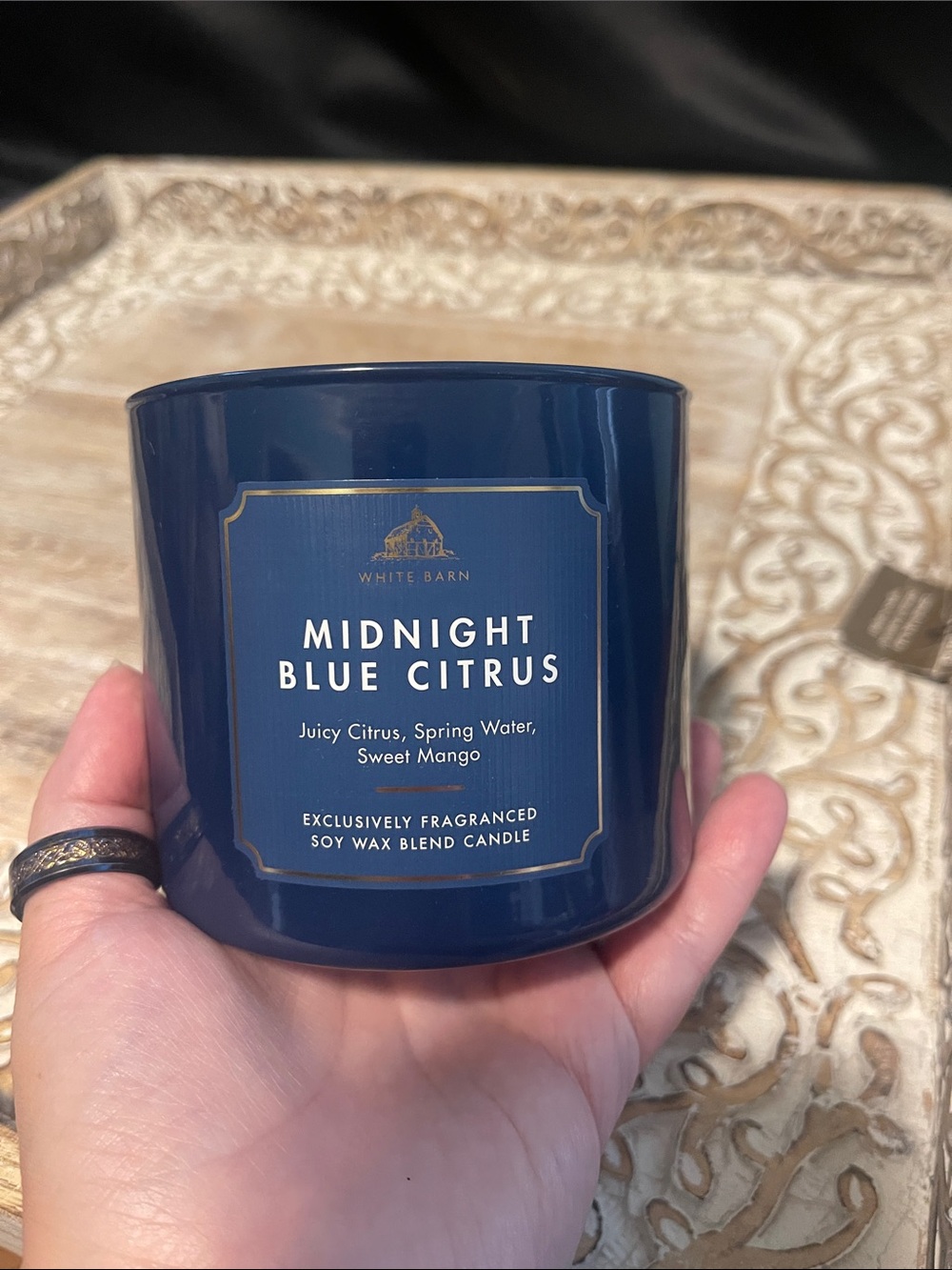 White Barn Midnight Blue Citrus Jar Candle - Deep Blue Glass